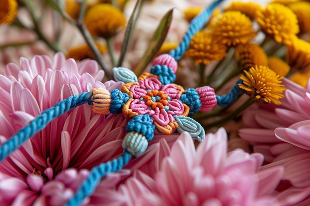 haftowana tkanina z motywem kwiatowym